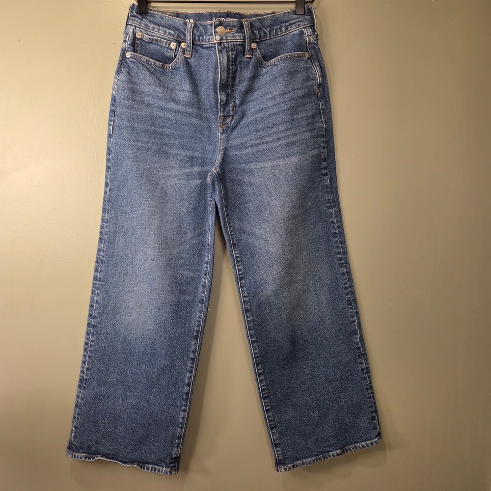 J.Crew Women's '96 Slim Wide Leg Jeans Medium Wash Denim Size 28